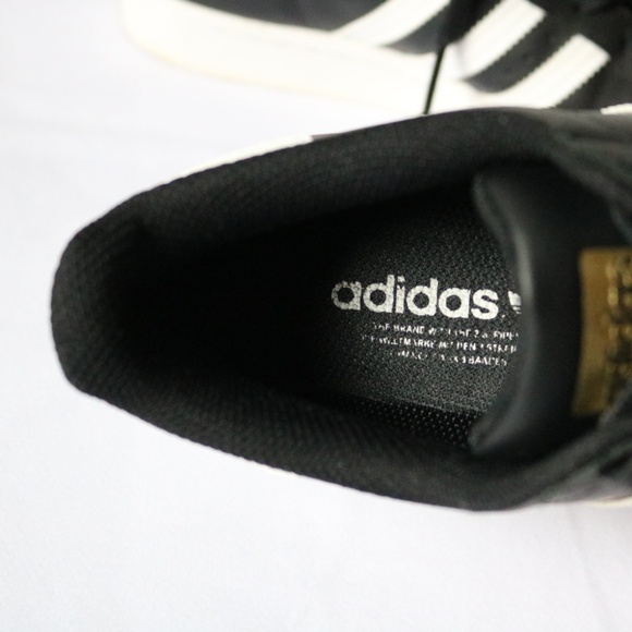ADIDAS Superstar Leather Sneakers Running Shoes Black White Women's Size 7 - Picture 9 of 12